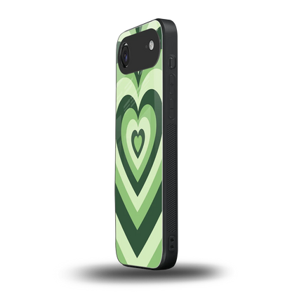 Y2K Green Hearts iphone air mobile cover | shockproof glass phone case