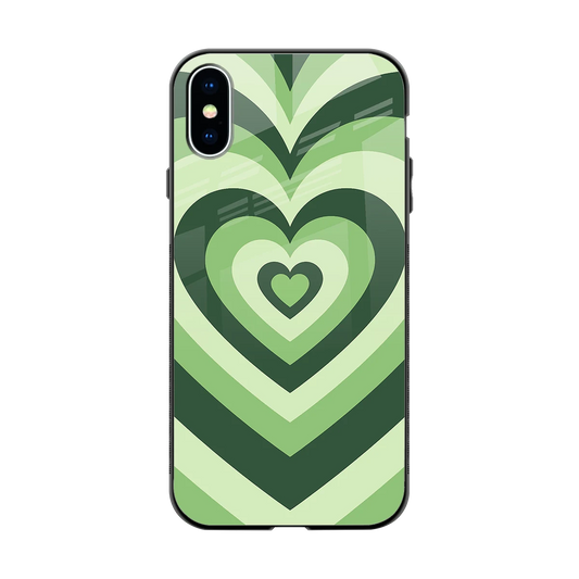 Y2K Green Hearts back phone cover | glass case for iphone x