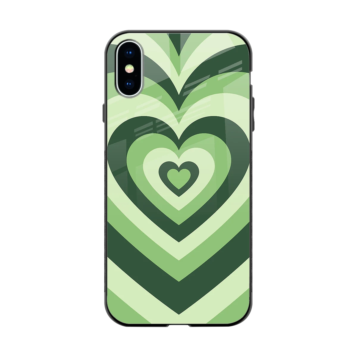Y2K Green Hearts back phone cover | glass case for iphone xs