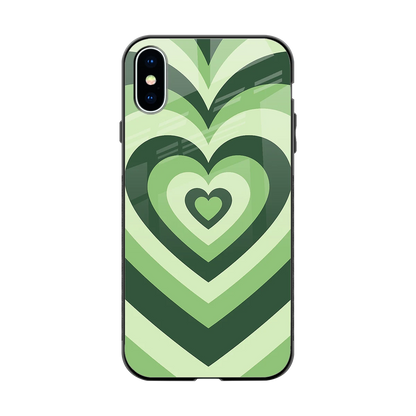 Y2K Green Hearts back phone cover | glass case for iphone xs