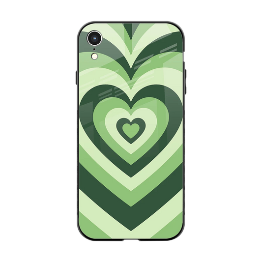 Y2K Green Hearts back phone cover | glass case for iphone xr