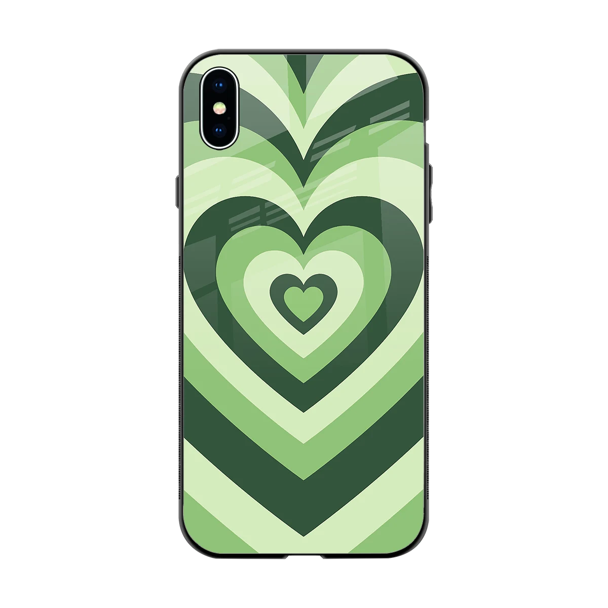 Y2K Green Hearts back phone cover | glass case for iphone xs max