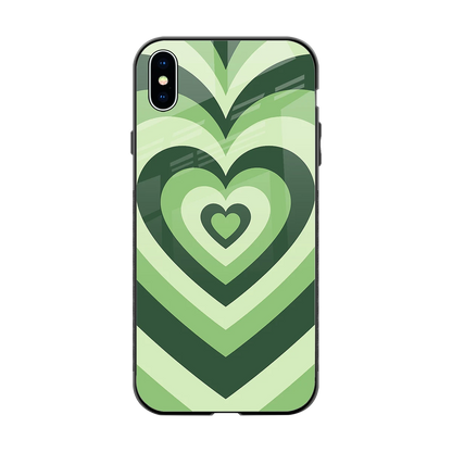 Y2K Green Hearts back phone cover | glass case for iphone xs max