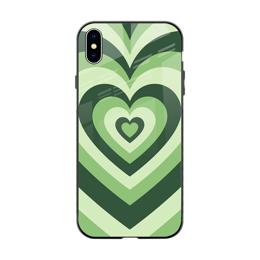 Y2K Green Hearts back phone cover | glass case for iphone xs max