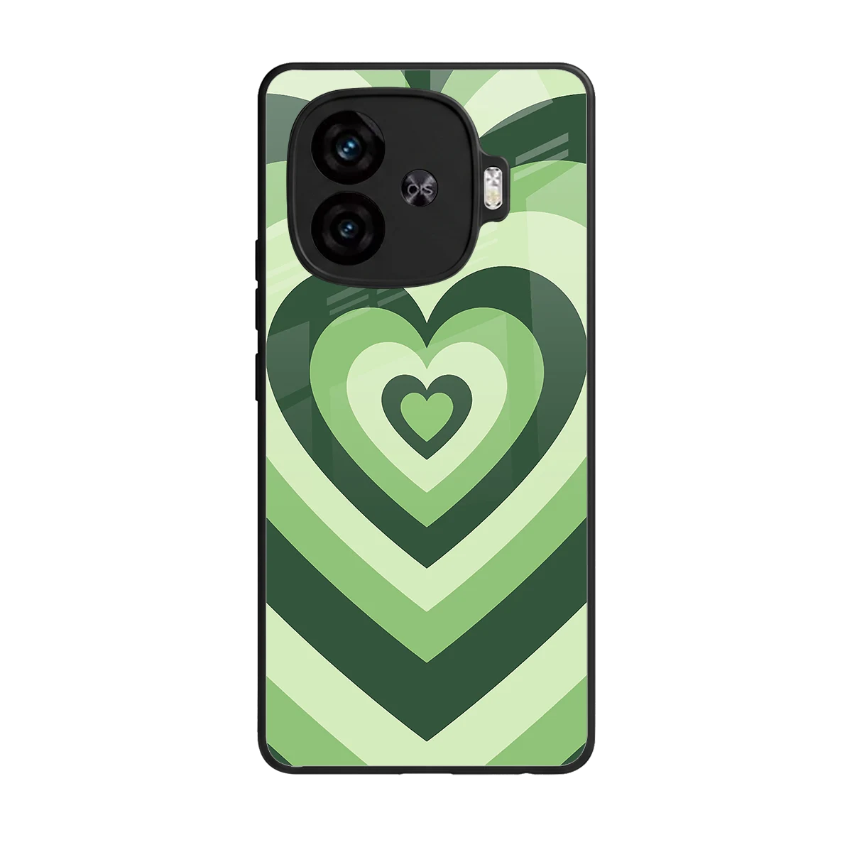 Y2K Green Hearts back phone cover | glass case for iqoo neo 10r 5g