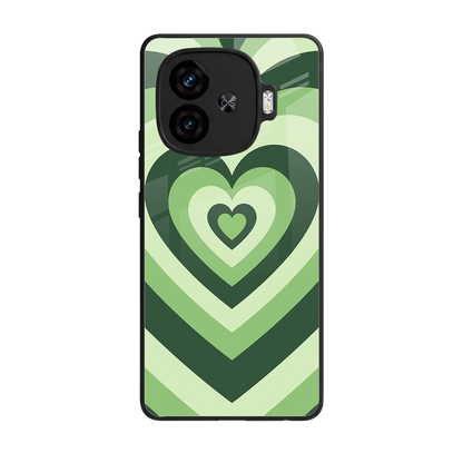Y2K Green Hearts back phone cover | glass case for iqoo neo 10r 5g