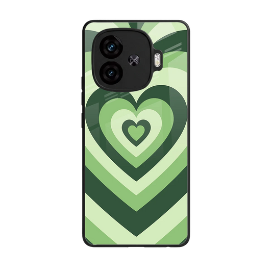 Y2K Green Hearts back phone cover | glass case for iqoo neo 10r 5g