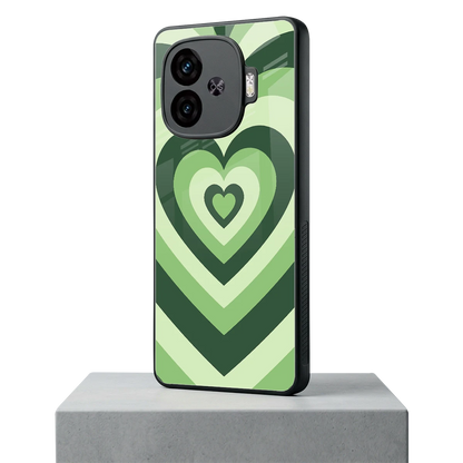 Y2K Green Hearts iqoo neo 10r 5g mobile cover | shockproof glass phone case