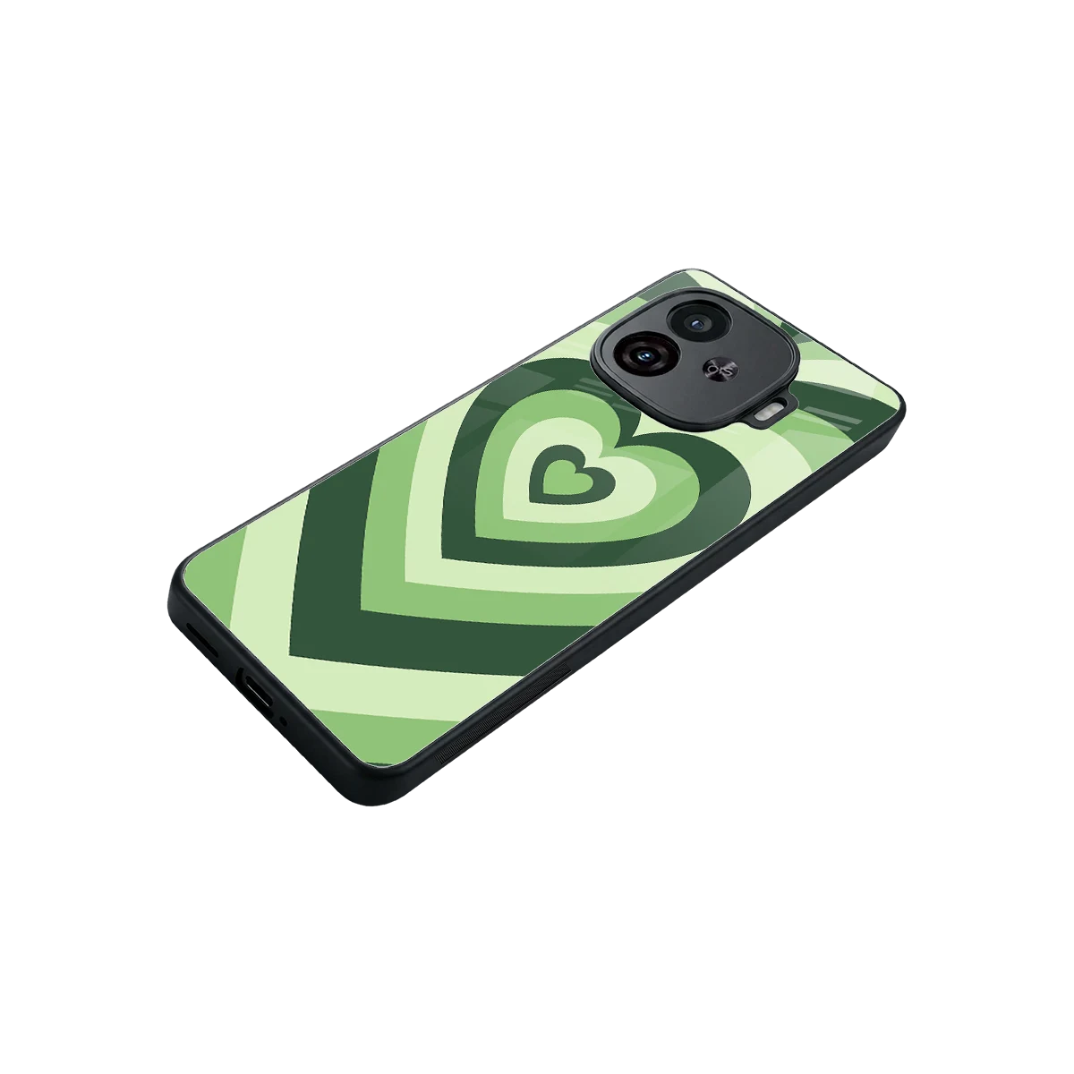 Y2K Green Hearts stylish phone case for iqoo neo 10r 5g | glossy glass and slim fit