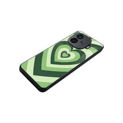 Y2K Green Hearts stylish phone case for iqoo neo 10r 5g | glossy glass and slim fit