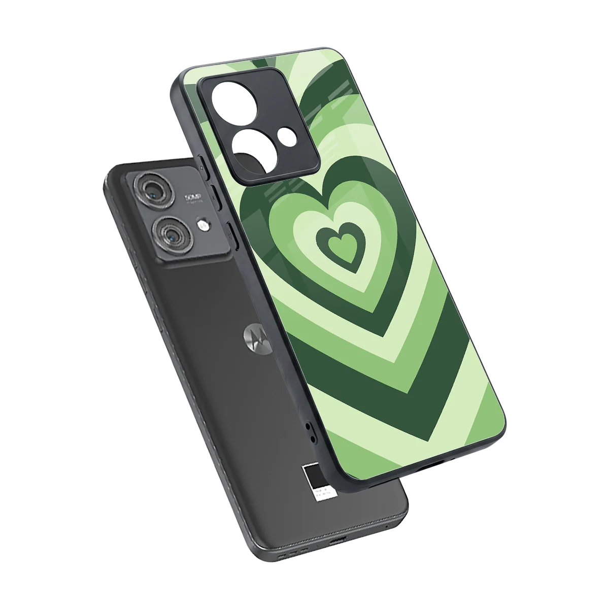 Y2K Green Hearts sleek motorola edge 40 neo 5g cover with tempered glass back and TPU edges