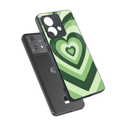 Y2K Green Hearts sleek motorola edge 40 neo 5g cover with tempered glass back and TPU edges