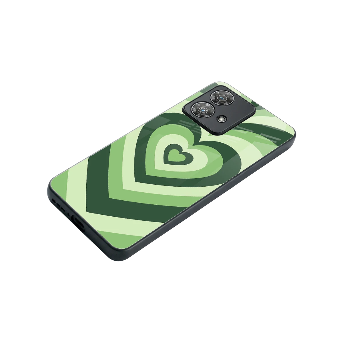 Y2K Green Hearts stylish phone case for motorola edge 40 neo 5g | glossy glass and slim fit