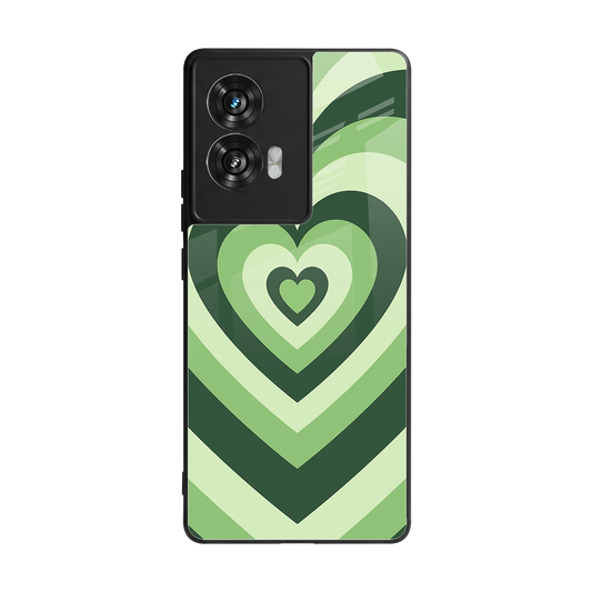 Y2K Green Hearts back phone cover | glass case for motorola edge 50 fusion