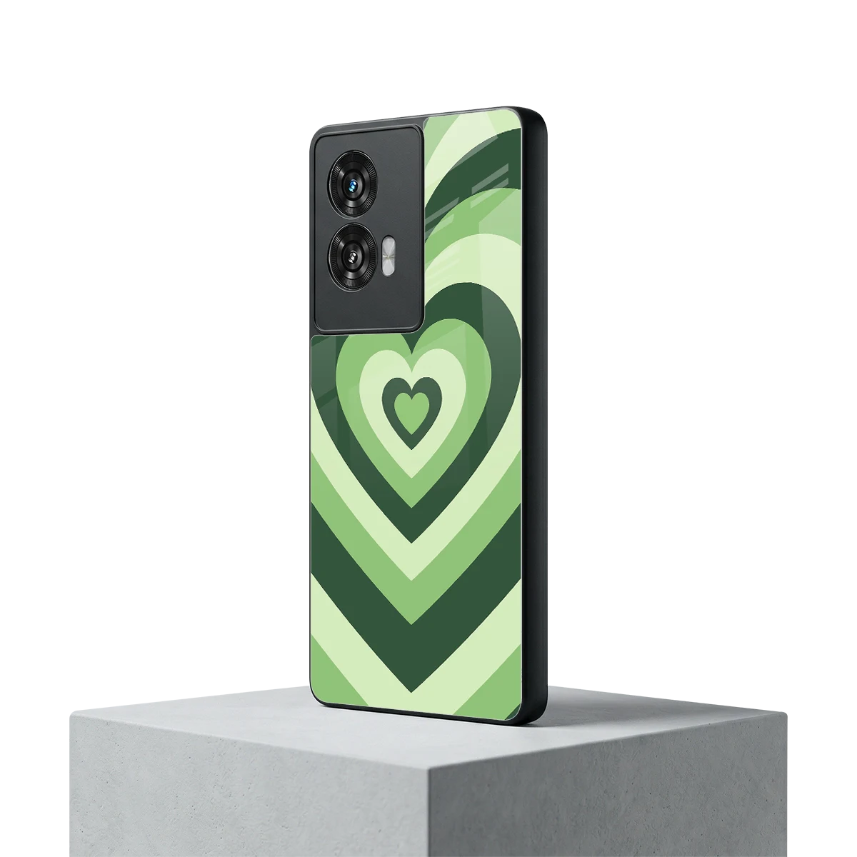 Y2K Green Hearts motorola edge 50 fusion mobile cover | shockproof glass phone case