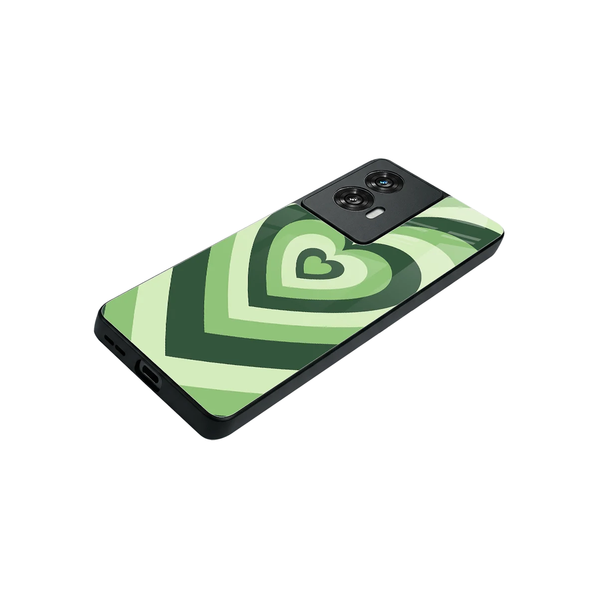 Y2K Green Hearts stylish phone case for motorola edge 50 fusion | glossy glass and slim fit