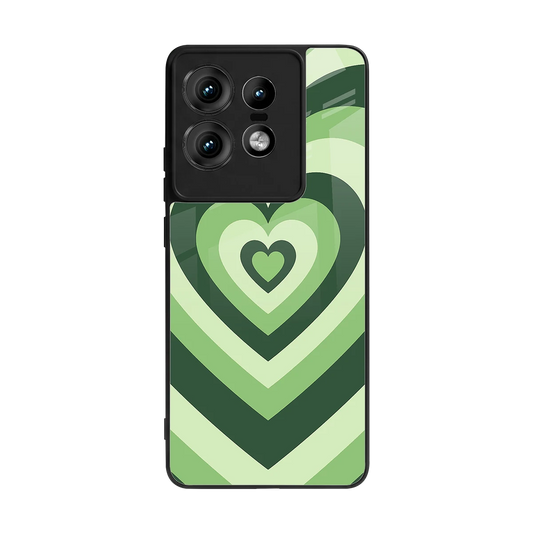 Y2K Green Hearts back phone cover | glass case for motorola edge 50 pro