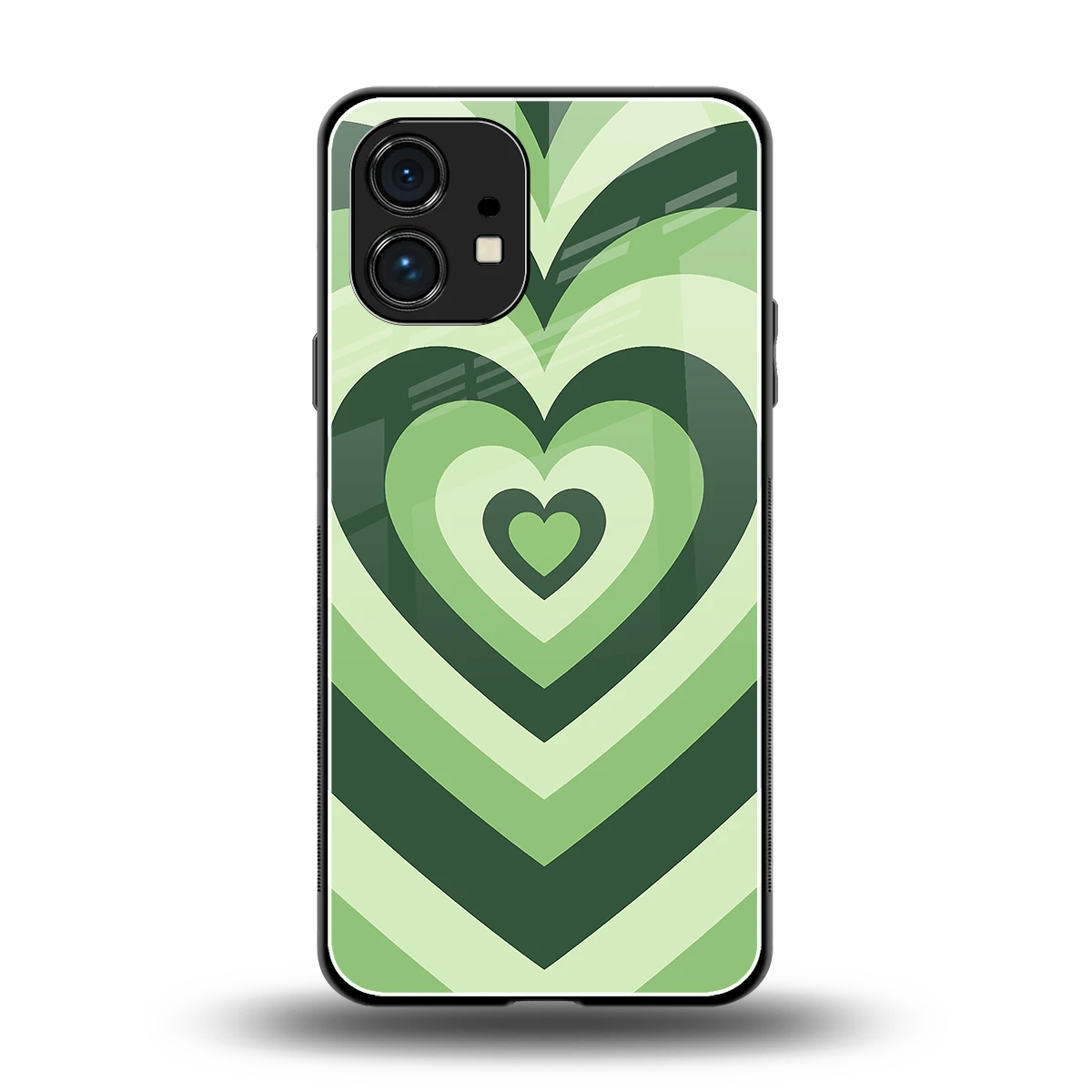 Y2K Green Hearts back phone cover | glass case for nothing phone 1