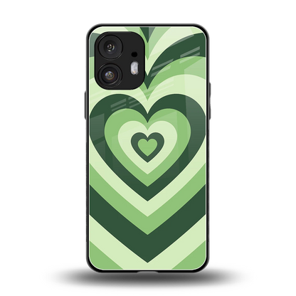 Y2K Green Hearts back phone cover | glass case for nothing phone 2