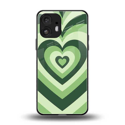 Y2K Green Hearts back phone cover | glass case for nothing phone 2