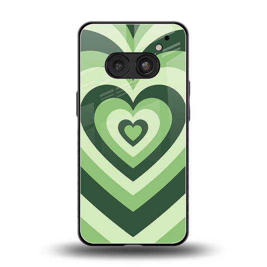 Y2K Green Hearts back phone cover | glass case for nothing phone 2a