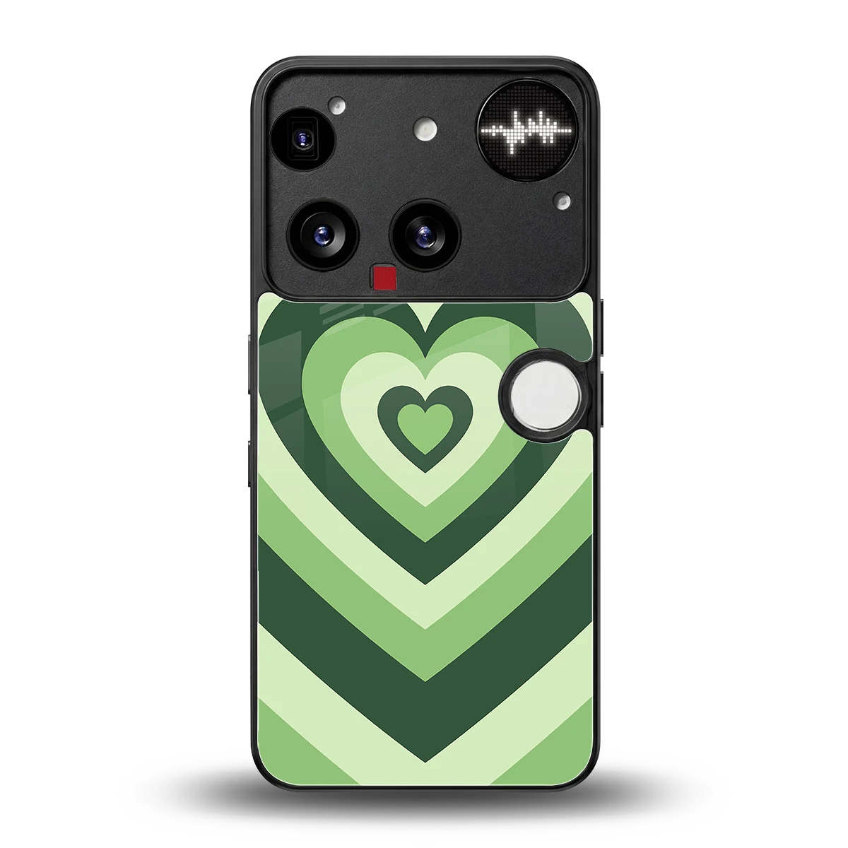 Y2K Green Hearts back phone cover | glass case for nothing phone 3