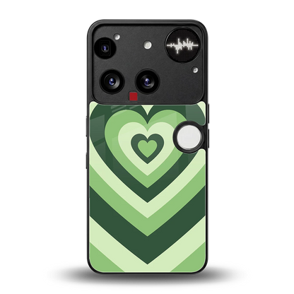 Y2K Green Hearts back phone cover | glass case for nothing phone 3