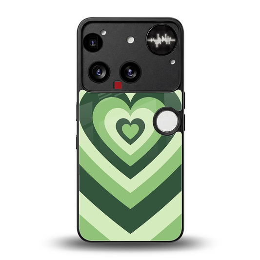 Y2K Green Hearts back phone cover | glass case for nothing phone 3