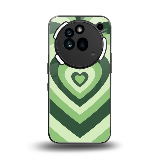 Y2K Green Hearts back phone cover | glass case for nothing phone 3a pro