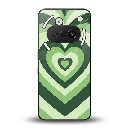 Y2K Green Hearts back phone cover | glass case for nothing phone 3a