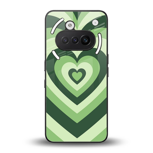 Y2K Green Hearts back phone cover | glass case for nothing phone 3a