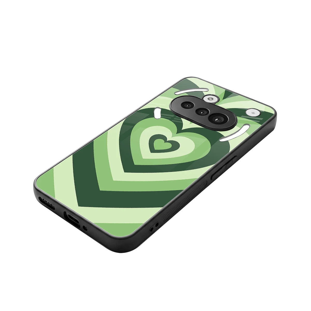 Y2K Green Hearts stylish phone case for nothing phone 3a | glossy glass and slim fit
