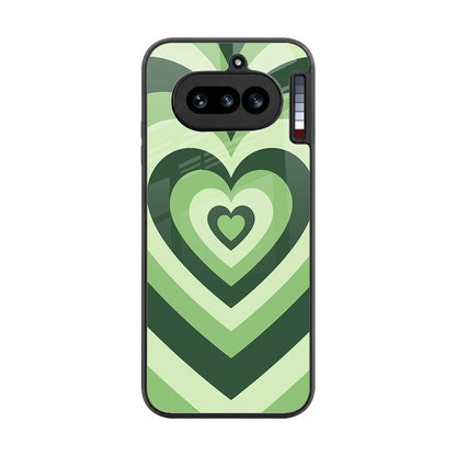 Y2K Green Hearts back phone cover | glass case for nothing phone 4a