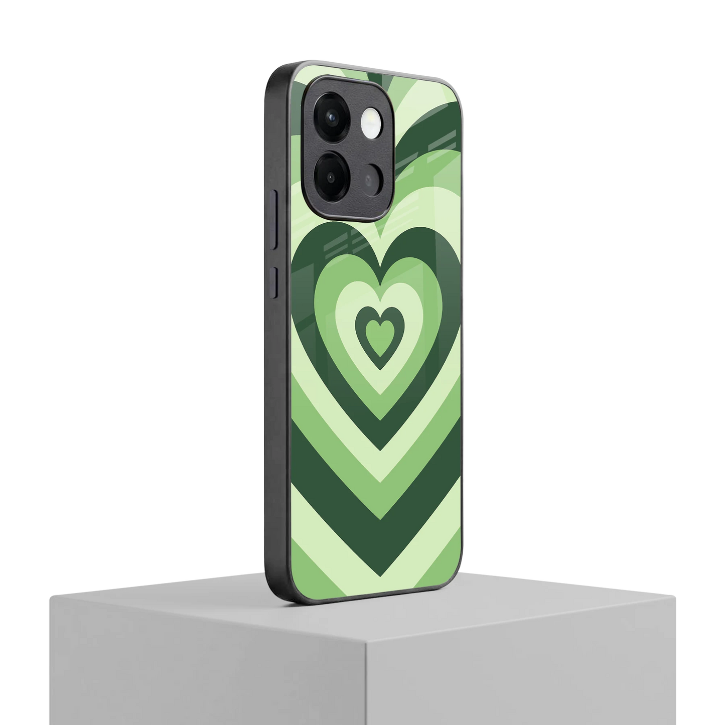 Y2K Green Hearts oneplus 13s mobile cover | shockproof glass phone case