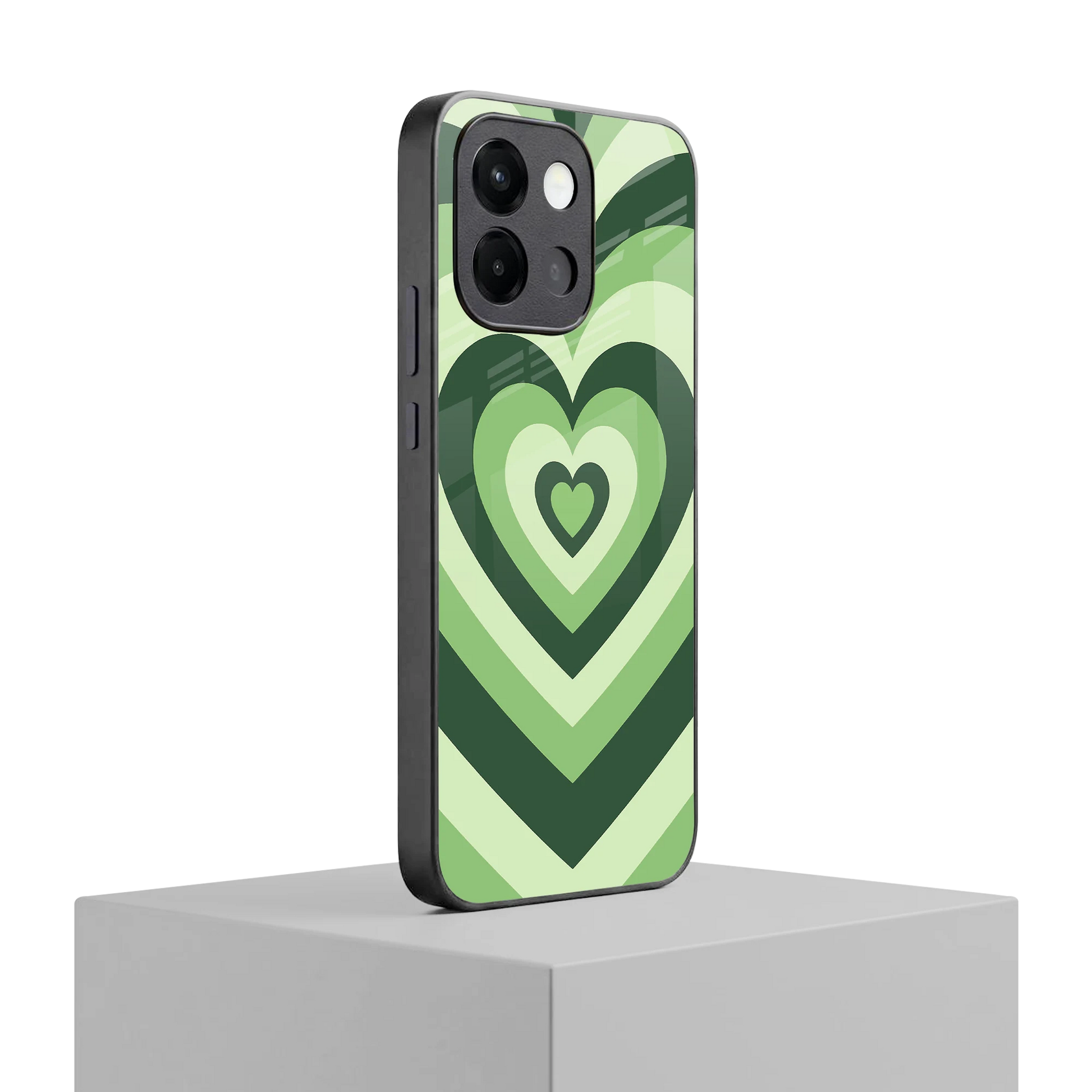 Y2K Green Hearts oneplus 13s mobile cover | shockproof glass phone case