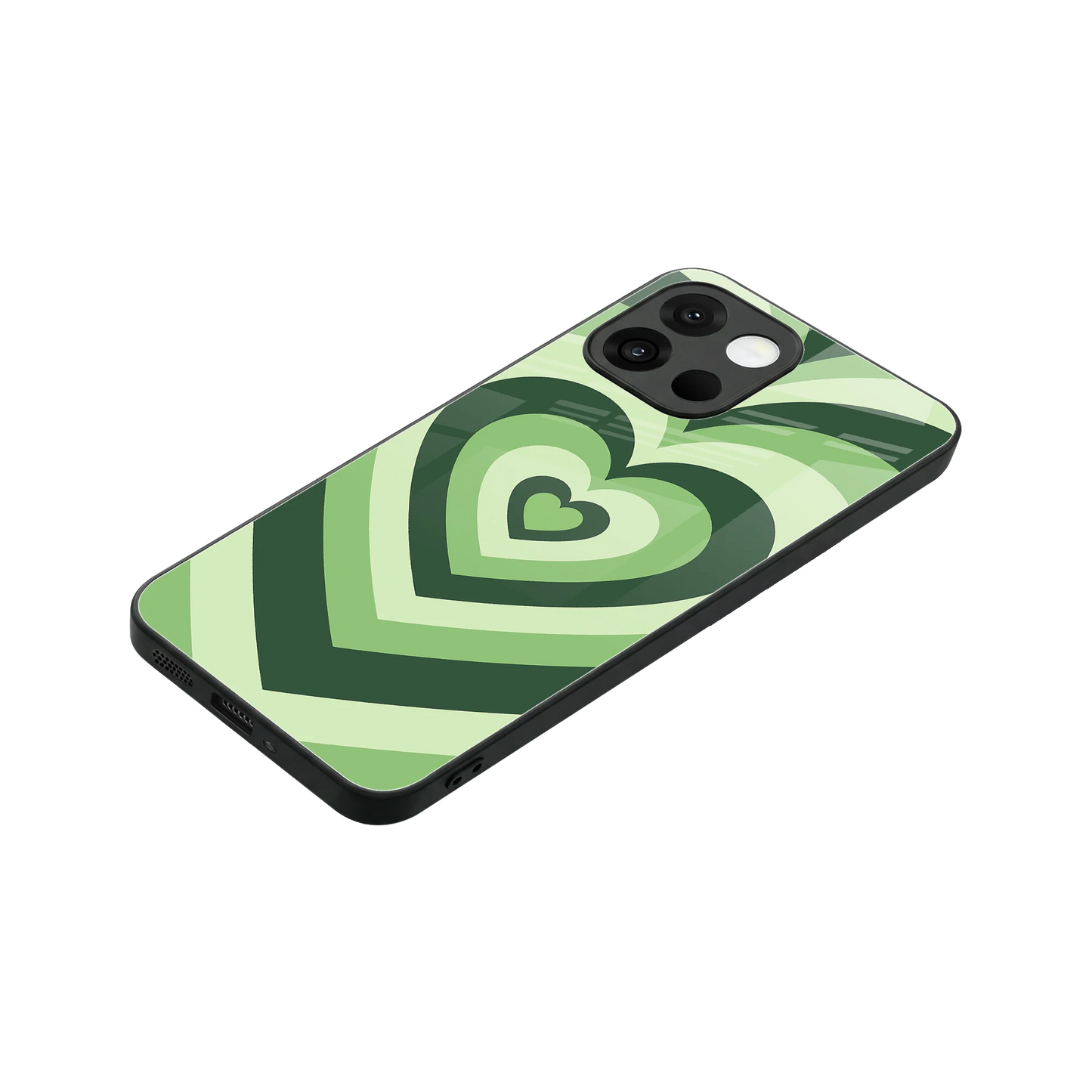 Y2K Green Hearts stylish phone case for oneplus 13s | glossy glass and slim fit
