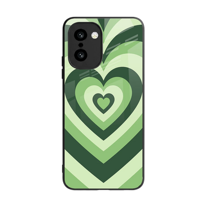 Y2K Green Hearts back phone cover | glass case for oneplus 15r