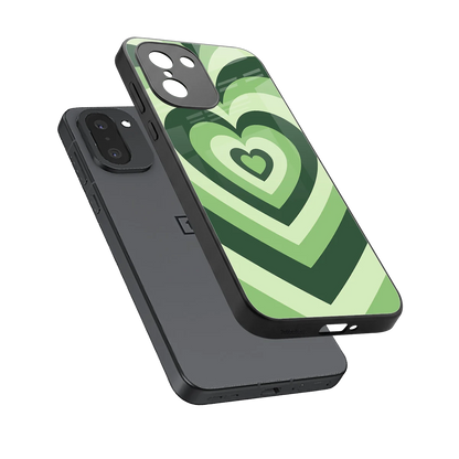 Y2K Green Hearts sleek oneplus 15r cover with tempered glass back and TPU edges
