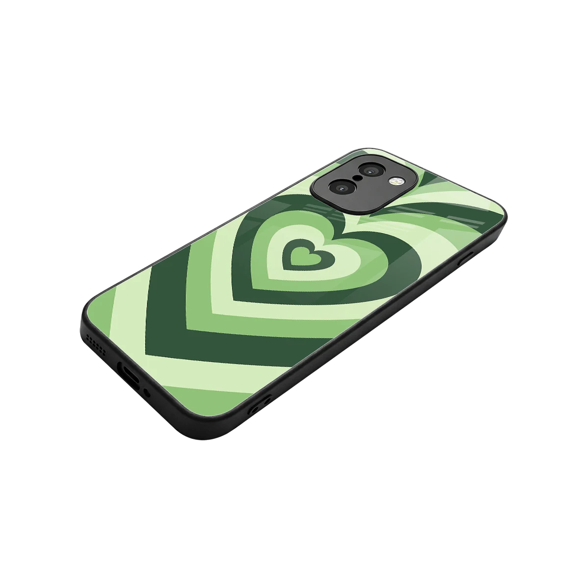 Y2K Green Hearts stylish phone case for oneplus 15r | glossy glass and slim fit