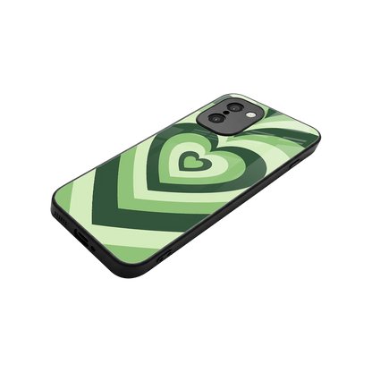 Y2K Green Hearts stylish phone case for oneplus 15r | glossy glass and slim fit