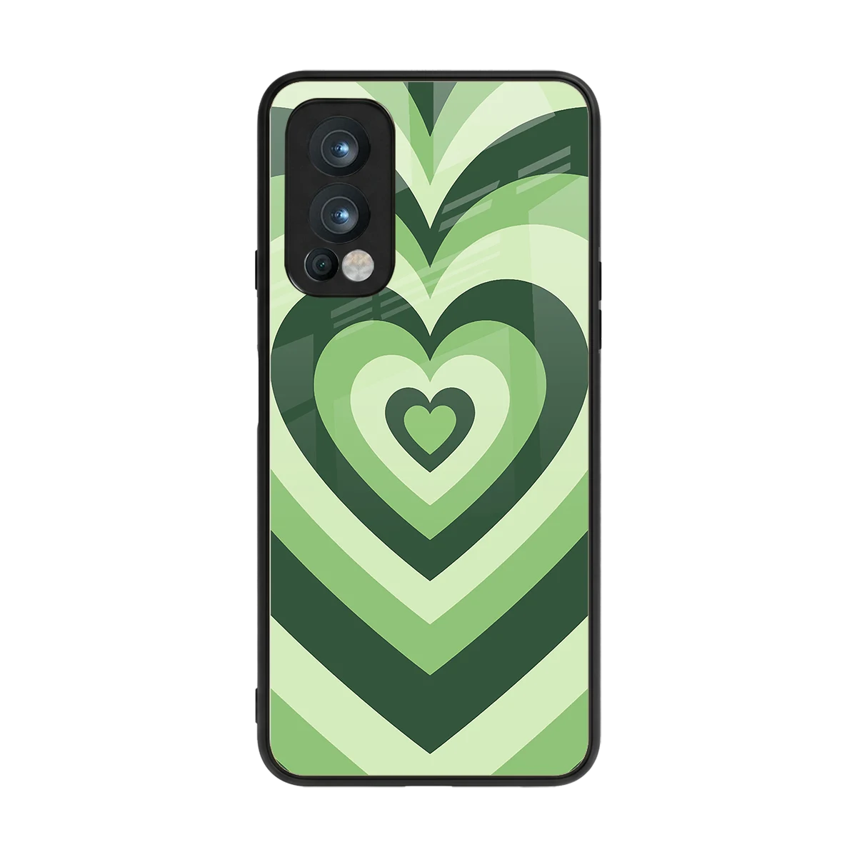 Y2K Green Hearts back phone cover | glass case for oneplus nord 2