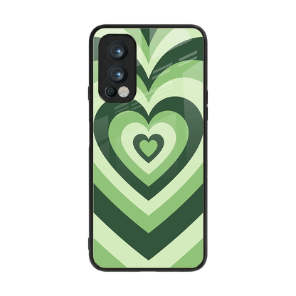 Y2K Green Hearts back phone cover | glass case for oneplus nord 2
