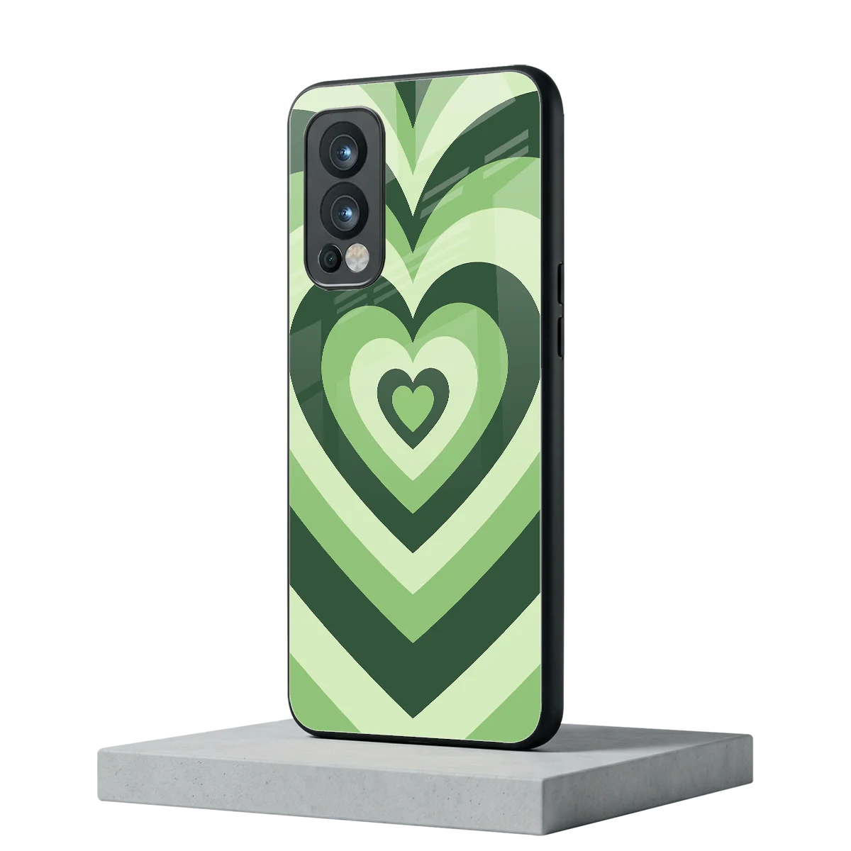 Y2K Green Hearts oneplus nord 2 mobile cover | shockproof glass phone case