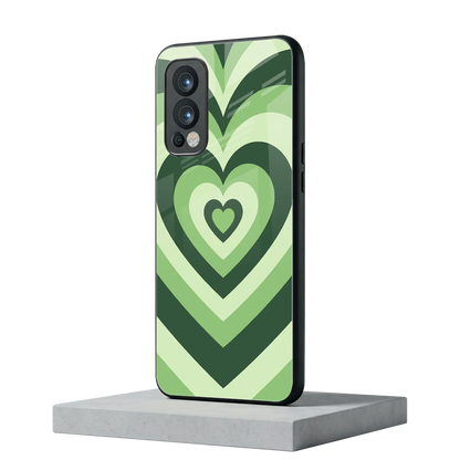 Y2K Green Hearts oneplus nord 2 mobile cover | shockproof glass phone case