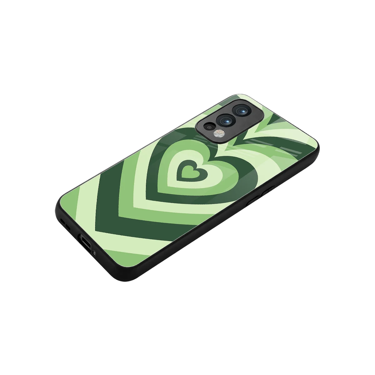 Y2K Green Hearts stylish phone case for oneplus nord 2 | glossy glass and slim fit