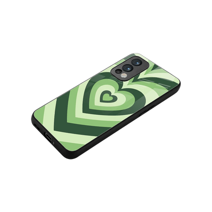 Y2K Green Hearts stylish phone case for oneplus nord 2 | glossy glass and slim fit
