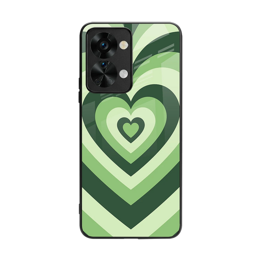 Y2K Green Hearts back phone cover | glass case for oneplus nord 2t