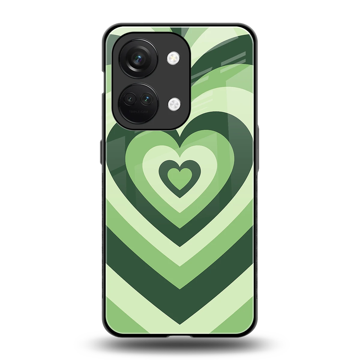 Y2K Green Hearts back phone cover | glass case for oneplus nord 3
