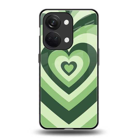 Y2K Green Hearts back phone cover | glass case for oneplus nord 3