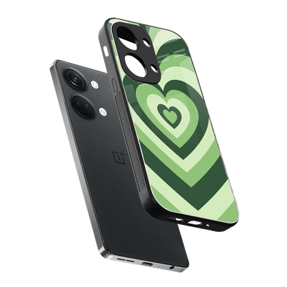 Y2K Green Hearts sleek oneplus nord 3 cover with tempered glass back and TPU edges